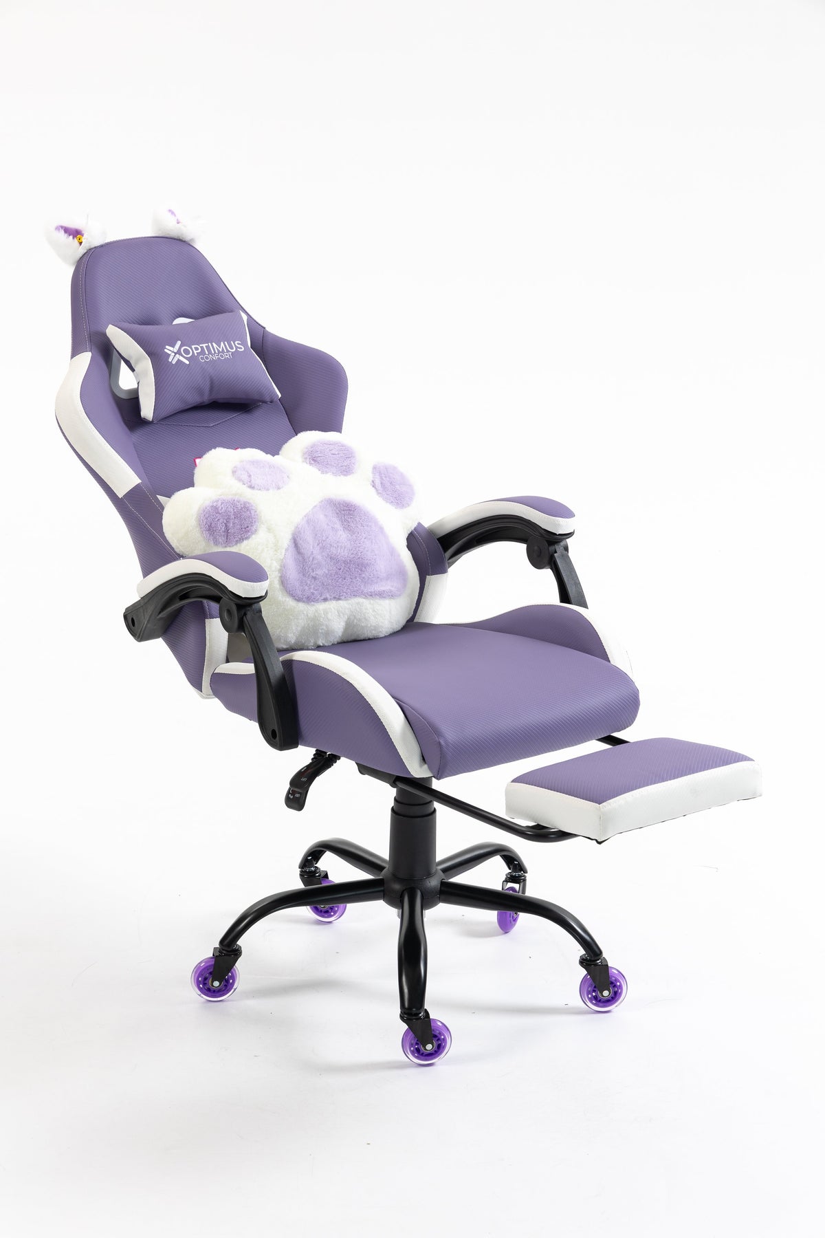 Silla Gamer Cat-1039F White-Lilac con reposapiés y ruedas en silicona. · named · cat-1039f-white-lilac-03.jpg