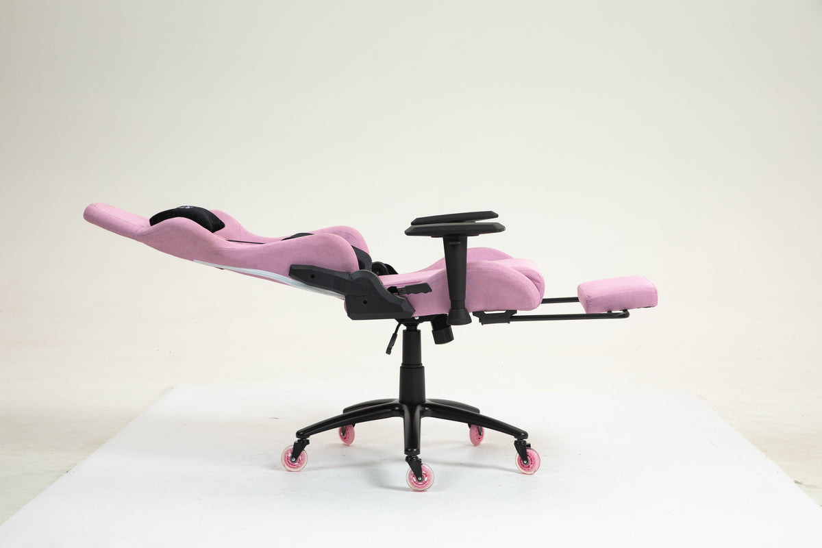 Silla Gamer CO-1102F Pink, tapizada en tela con reposapiés y ruedas en silicona · named · co-1102f-pink-04.jpg