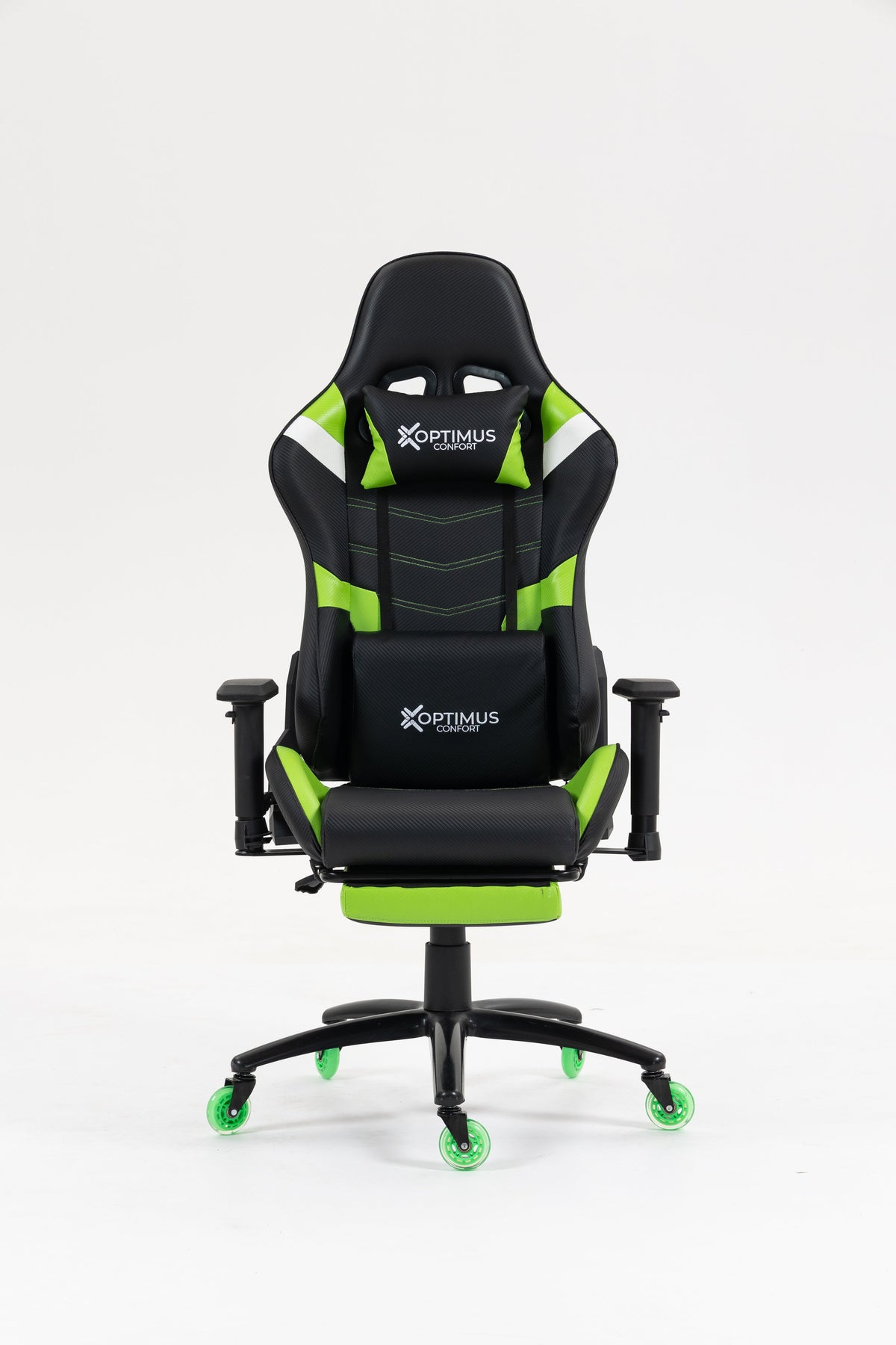 Silla Gamer DX-1127F Green con reposapiés y ruedas en silicona · named · dx-1127f-green-01.jpg