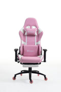 Silla Gamer DX-1127F Pink con reposapiés y ruedas en silicona · white-v5-norm · dx-1127f-pink-01.jpg
