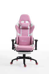 Silla Gamer DX-1127F Pink con reposapiés y ruedas en silicona · white-v5-norm · dx-1127f-pink-01.jpg