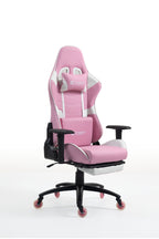 Silla Gamer DX-1127F Pink con reposapiés y ruedas en silicona · white-v5-norm · dx-1127f-pink-02.jpg