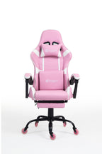 Silla Gamer E-1127F Pink con reposapiés y ruedas en silicona · white-v5-norm · e-1127f-pink-01.jpg