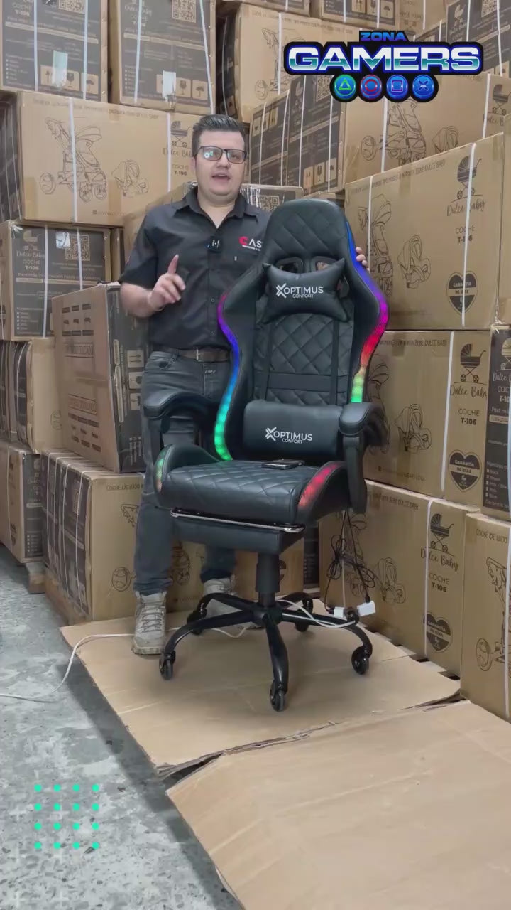 Silla Gamer Optimus Confort Armor RGB Black con parlante bluetooth