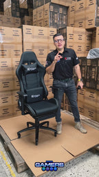 Silla Gamer DX-1127F PRO Black con reposapiés y ruedas en silicona