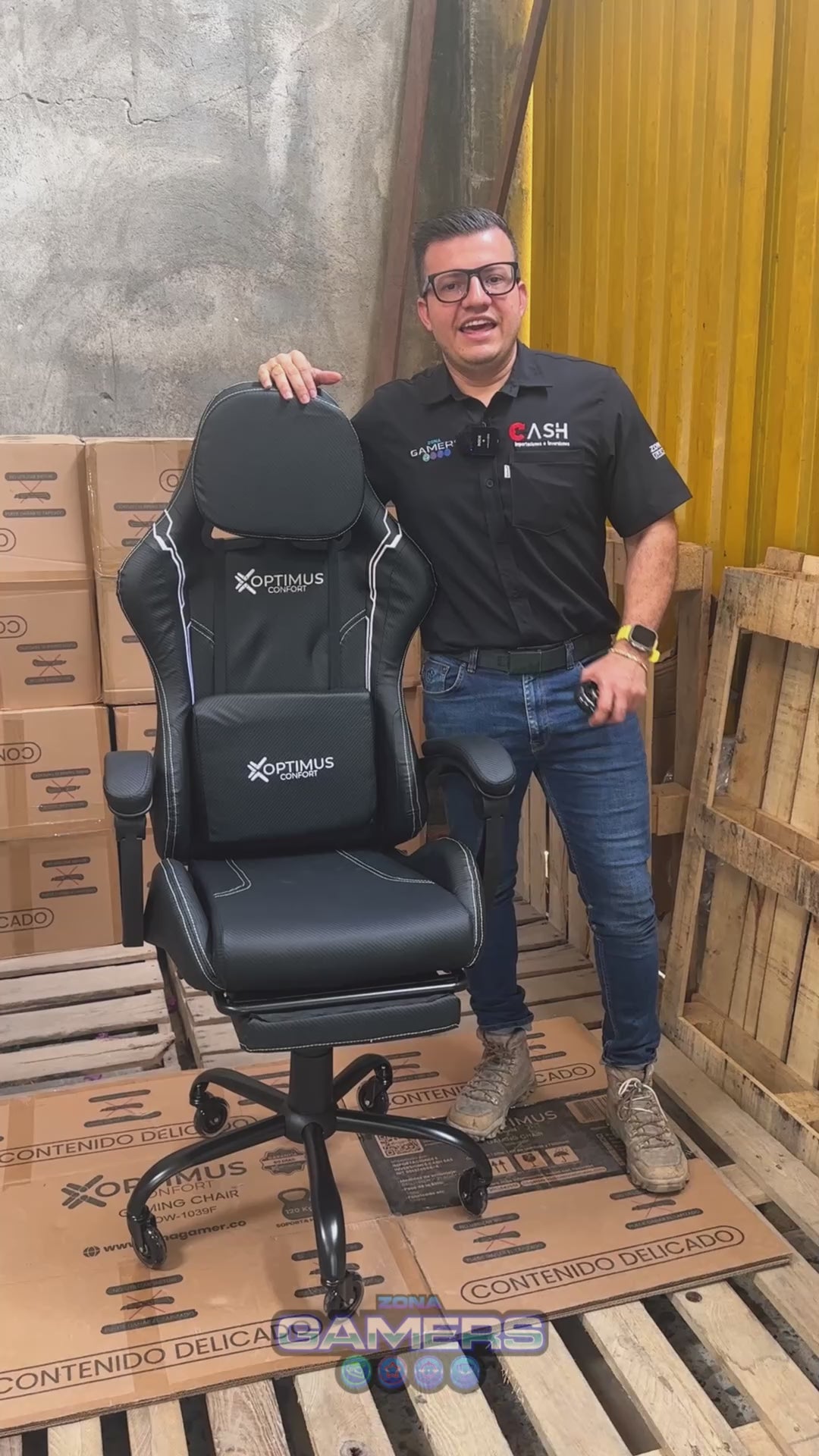 Silla Gamer Fly-1039F Black con reposapiés y ruedas en silicona