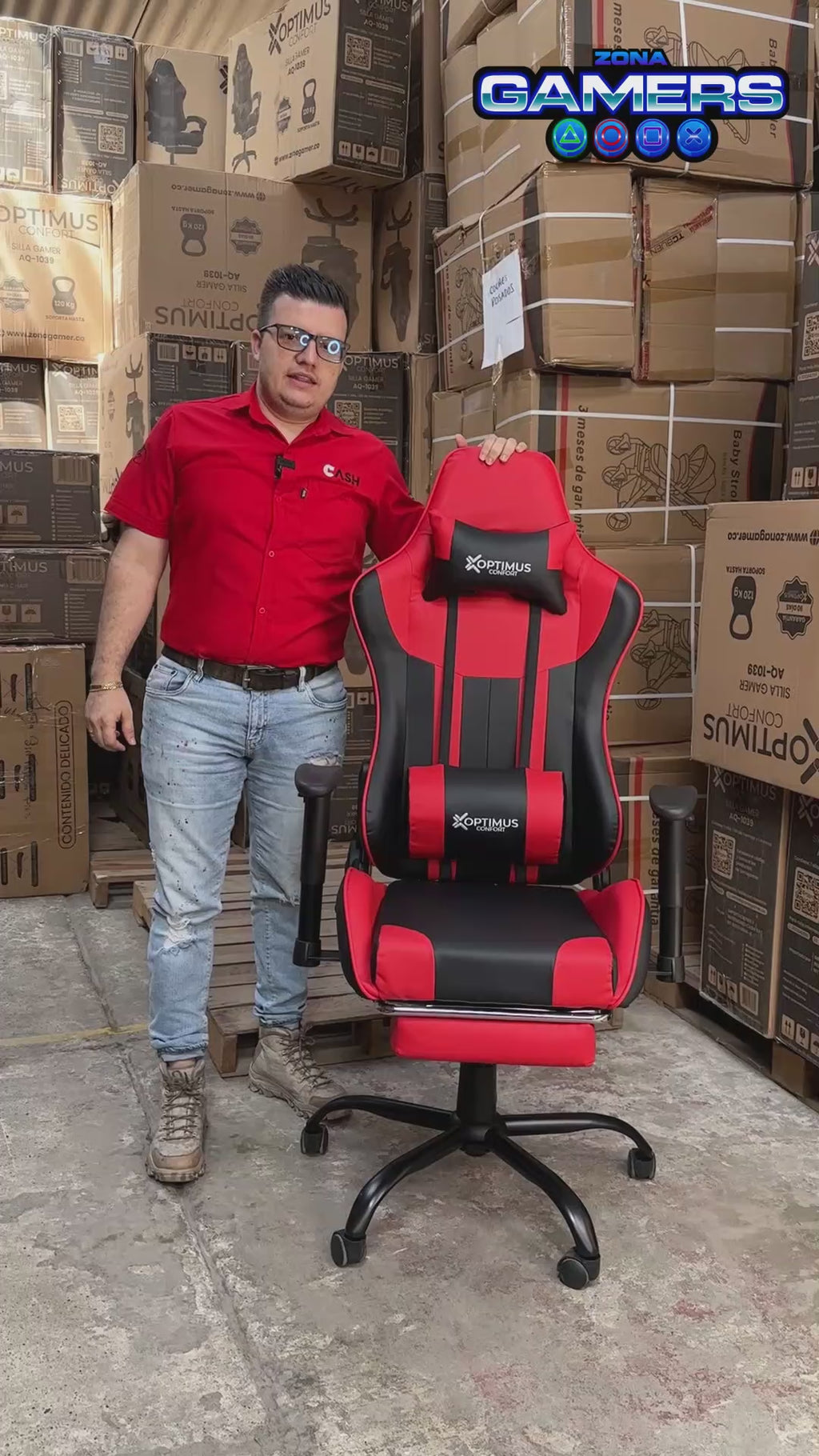 Silla Gamer A231001F Red con reposapies