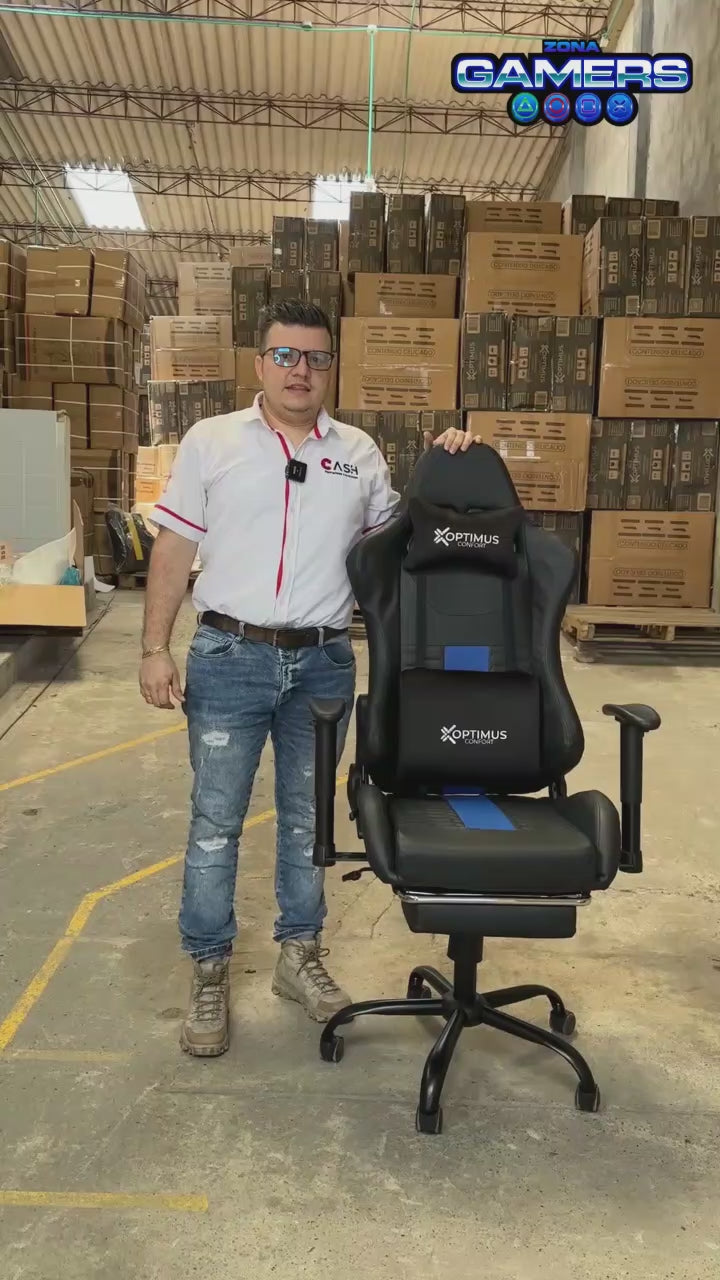 Silla Gamer COR-1001F Blue con masajeador lumbar y reposapiés incluido