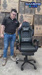 Silla Gamer Optimus confort Armor RGB Black con masajeador lumbar y reposapiés incluido