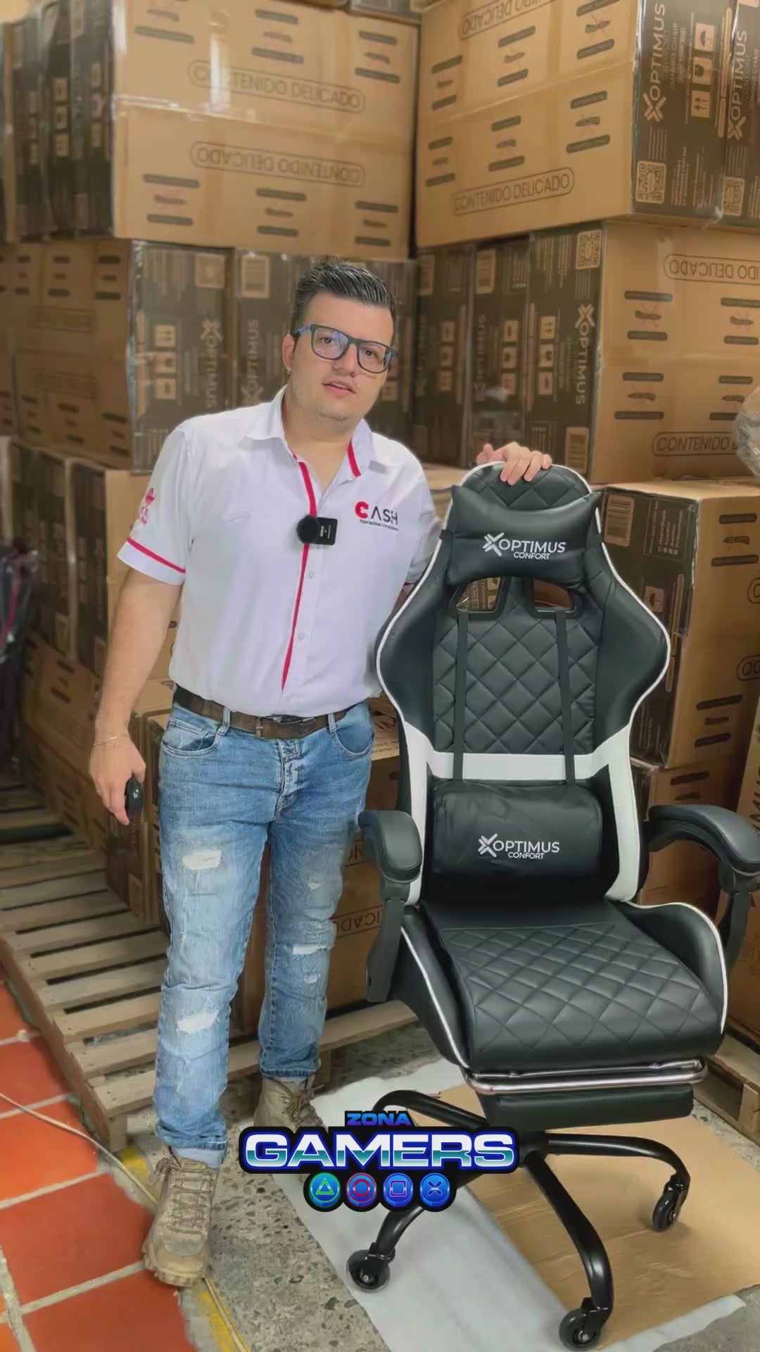 Silla Gamer ARMOR-1039F White con reposapiés y ruedas en silicona