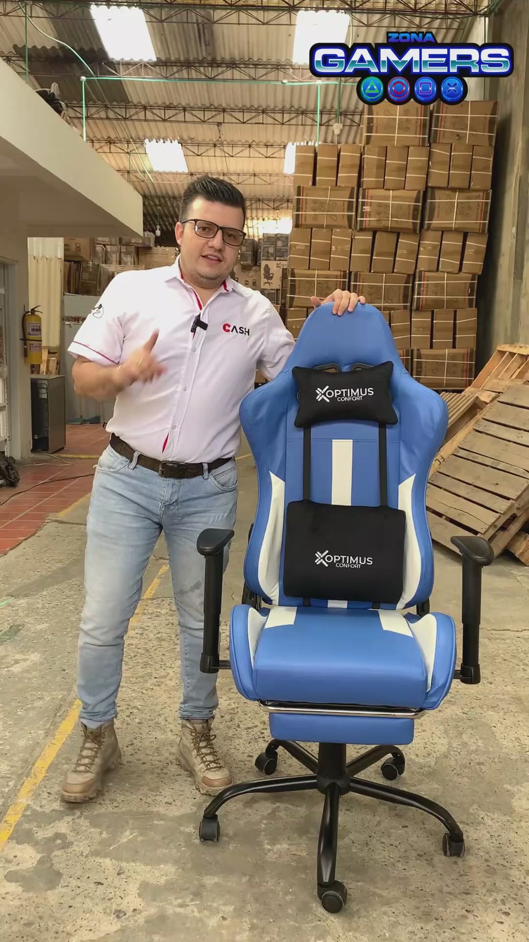 Silla Gamer A-231127F Blue con Reposapies