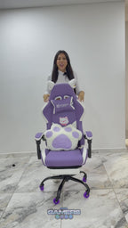 Silla Gamer Cat-1039F White-Lilac con reposapiés y ruedas en silicona.