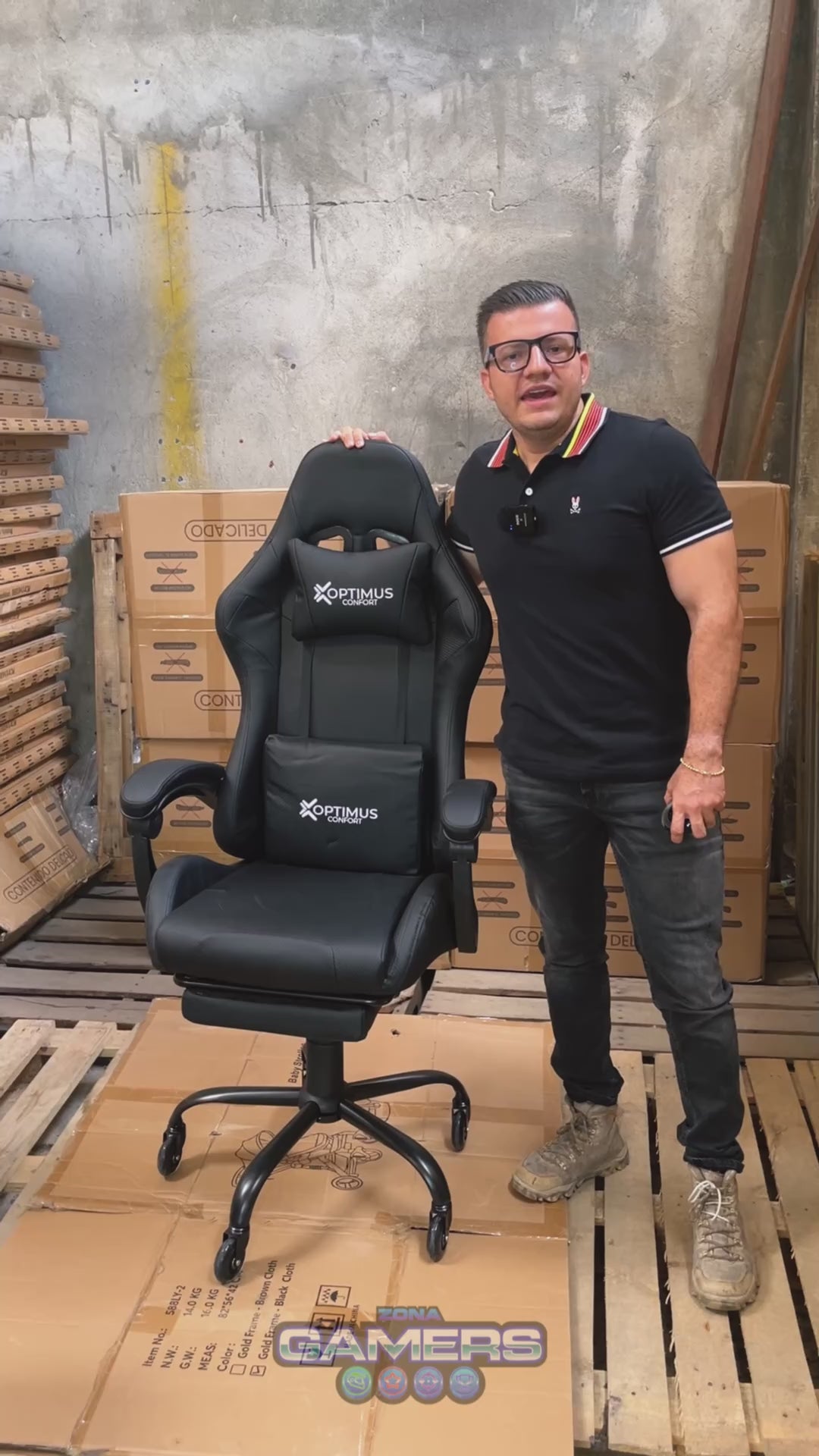 Silla Gamer Thunder-1039F Black con reposapiés y ruedas en silicona