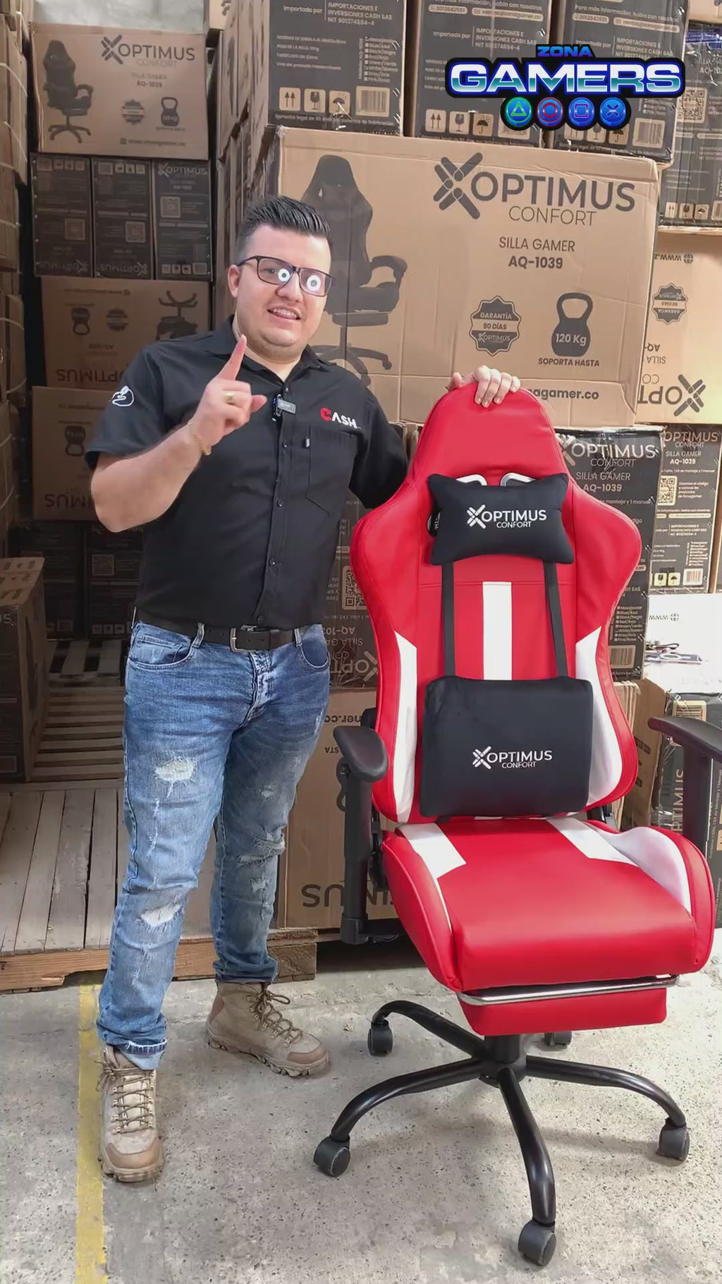 Silla Gamer A-231127F Red con Masaje Lumbar