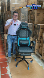 Silla gamer Armor Blue con luces RGB + reposapiés y ruedas en silicona