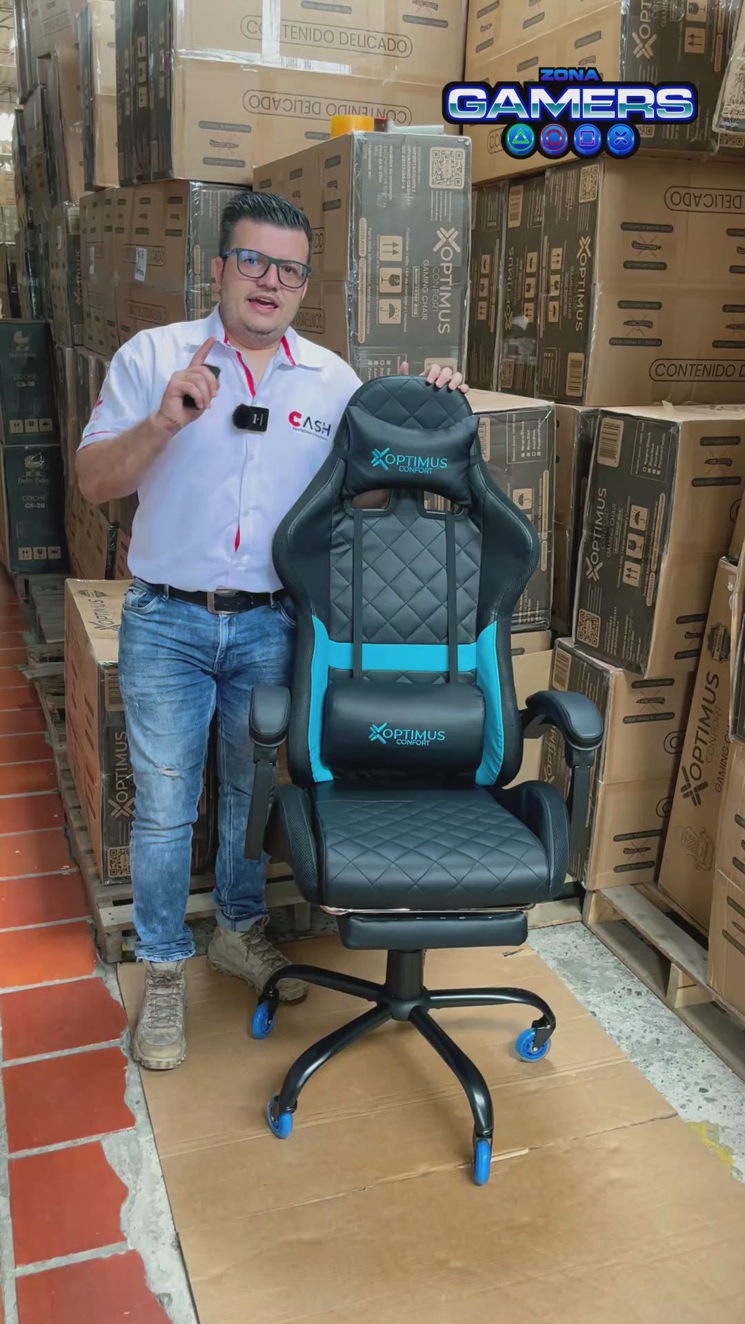Silla gamer Armor Blue con luces RGB + reposapiés y ruedas en silicona