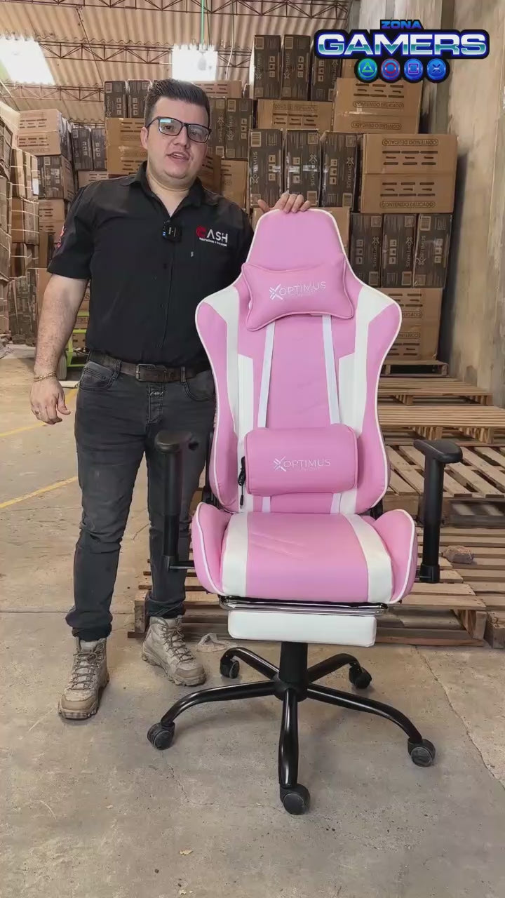 Silla Gamer DX-1001F Pink con reposapiés