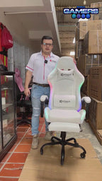 Silla Gamer Optimus Confort Armor RGB White con masajeador lumbar y parlante bluetooth