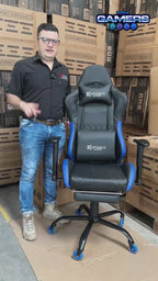 Silla Gamer CIR-1001F Blue con reposapiés y ruedas en silicona