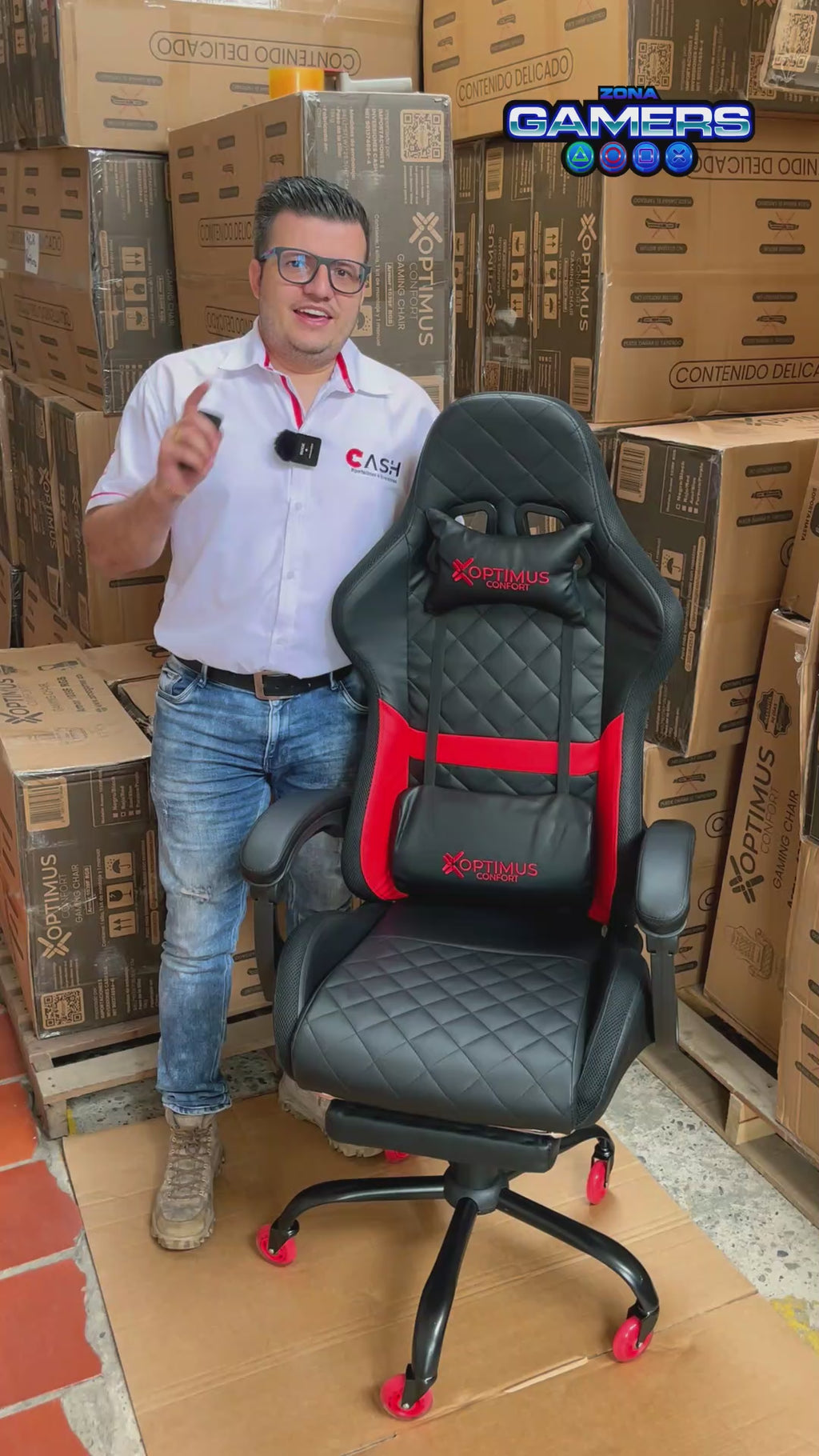 Silla gamer Armor Red con luces RGB + reposapiés y ruedas en silicona