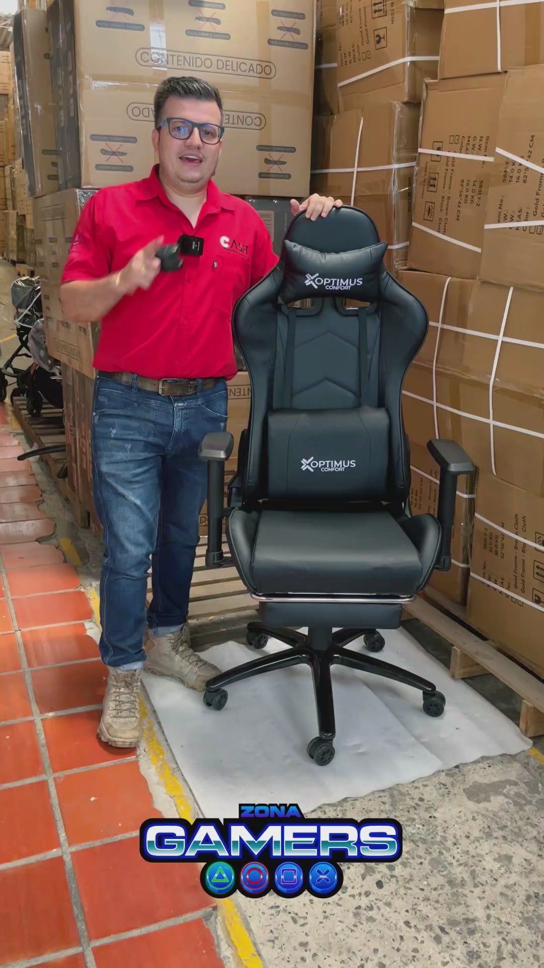 Silla gamer GT-1001F Black + reposapiés