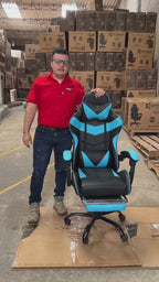 Silla Gamer AQ-1039F Blue con Masajeador Lumbar y Reposapies incluido