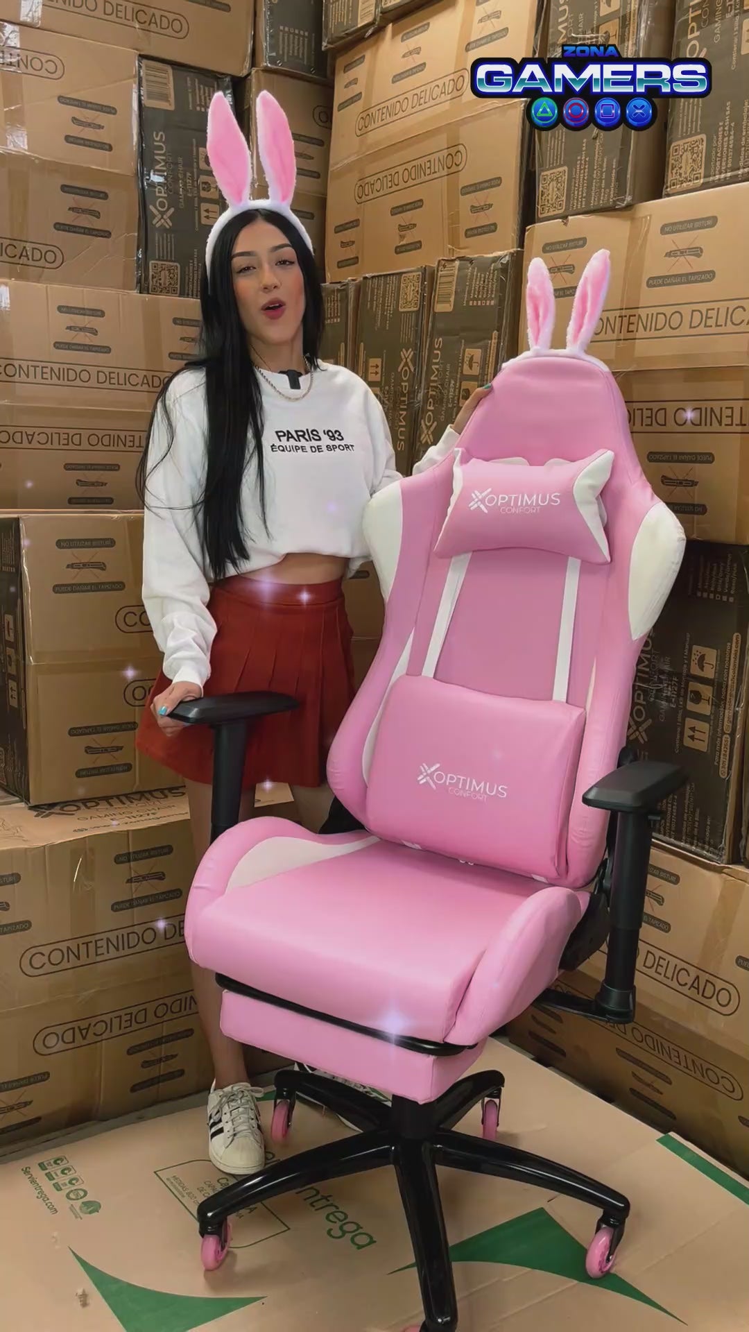 Silla Gamer EAR-1127F + masajeador lumbar con reposapiés incluido y ruedas en silicona