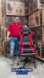 Silla Gamer E-1039F Red con Luces RGB y Masaje Lumbar