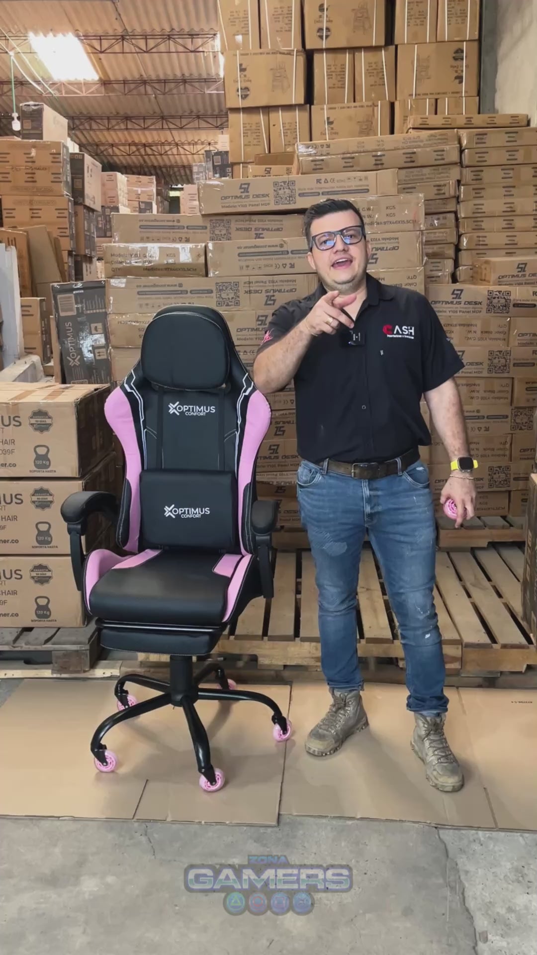 Silla Gamer Fly-1039F Pink con reposapiés y ruedas en silicona