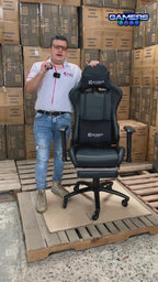 Silla Gamer COR-1001F Black con reposapiés + Ruedas en Silicona