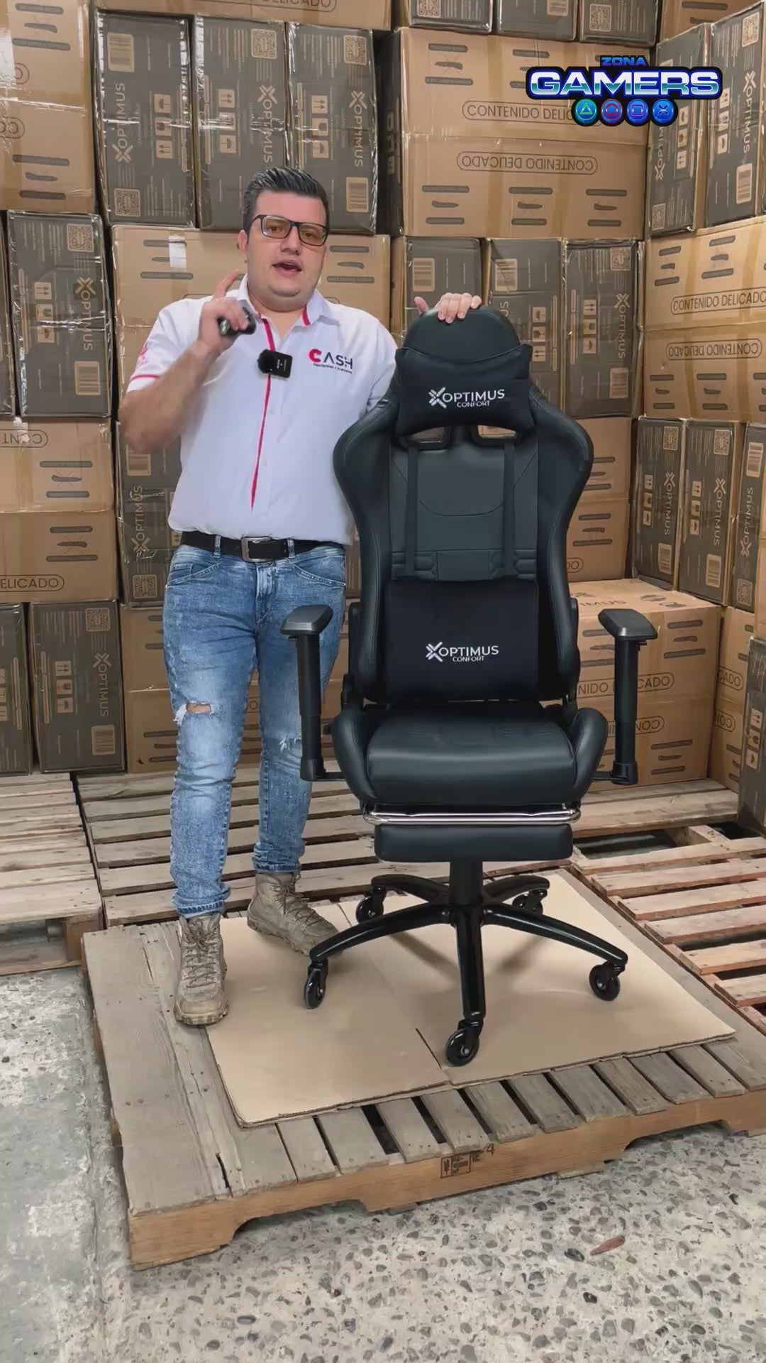 Silla Gamer COR-1001F Black con reposapiés + Ruedas en Silicona