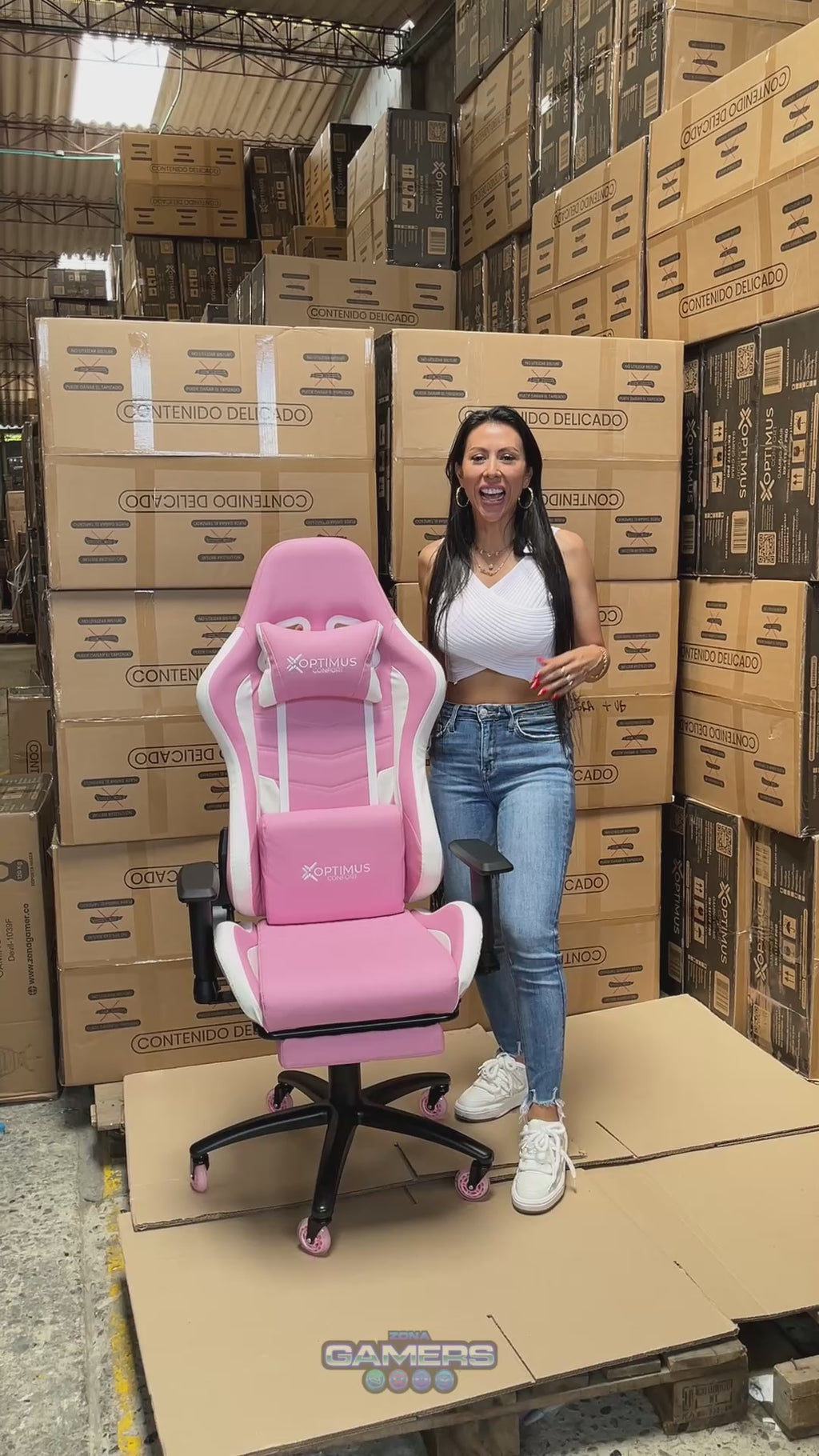 Silla Gamer DX-1127F PRO Pink con reposapiés y ruedas en silicona