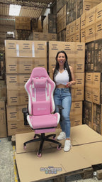 Silla Gamer DX-1127F PRO Pink con reposapiés y ruedas en silicona