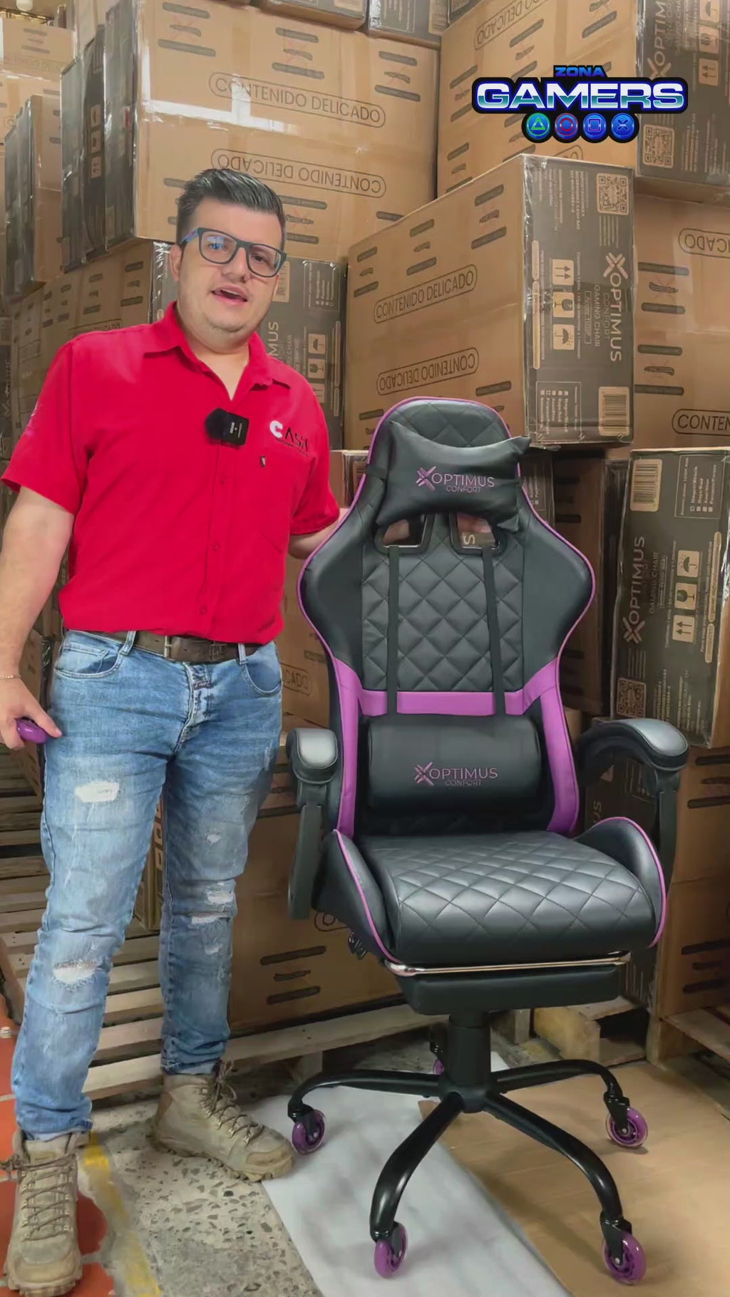 Silla Gamer ARMOR-1039F Purple con reposapiés y ruedas en silicona