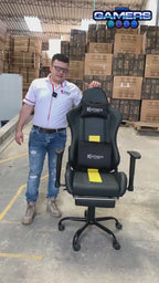 Silla Gamer COR-1001F Yellow con masajeador lumbar y reposapiés incluido