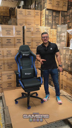 Silla Gamer DX-1127F PRO Blue con reposapiés y ruedas en silicona
