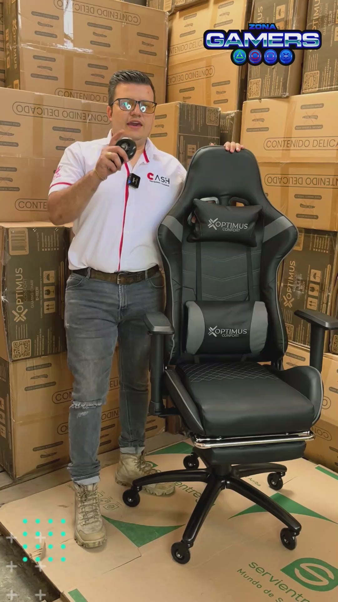 Silla gamer E-1127F Gray + reposapiés y ruedas en silicona