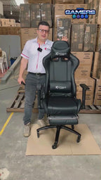 Silla gamer A231101F Black + reposapiés y ruedas en silicona