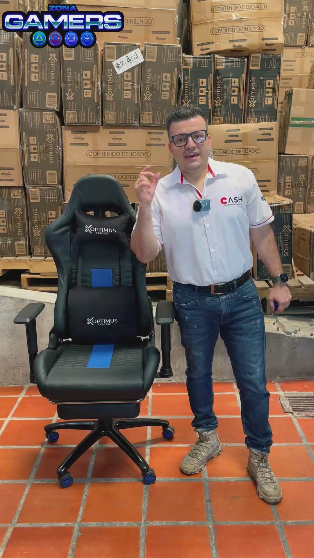 Silla Gamer COR-1001F Blue con reposapiés