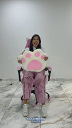 Silla Gamer Cat-1039F White-Pink con reposapiés y ruedas en silicona