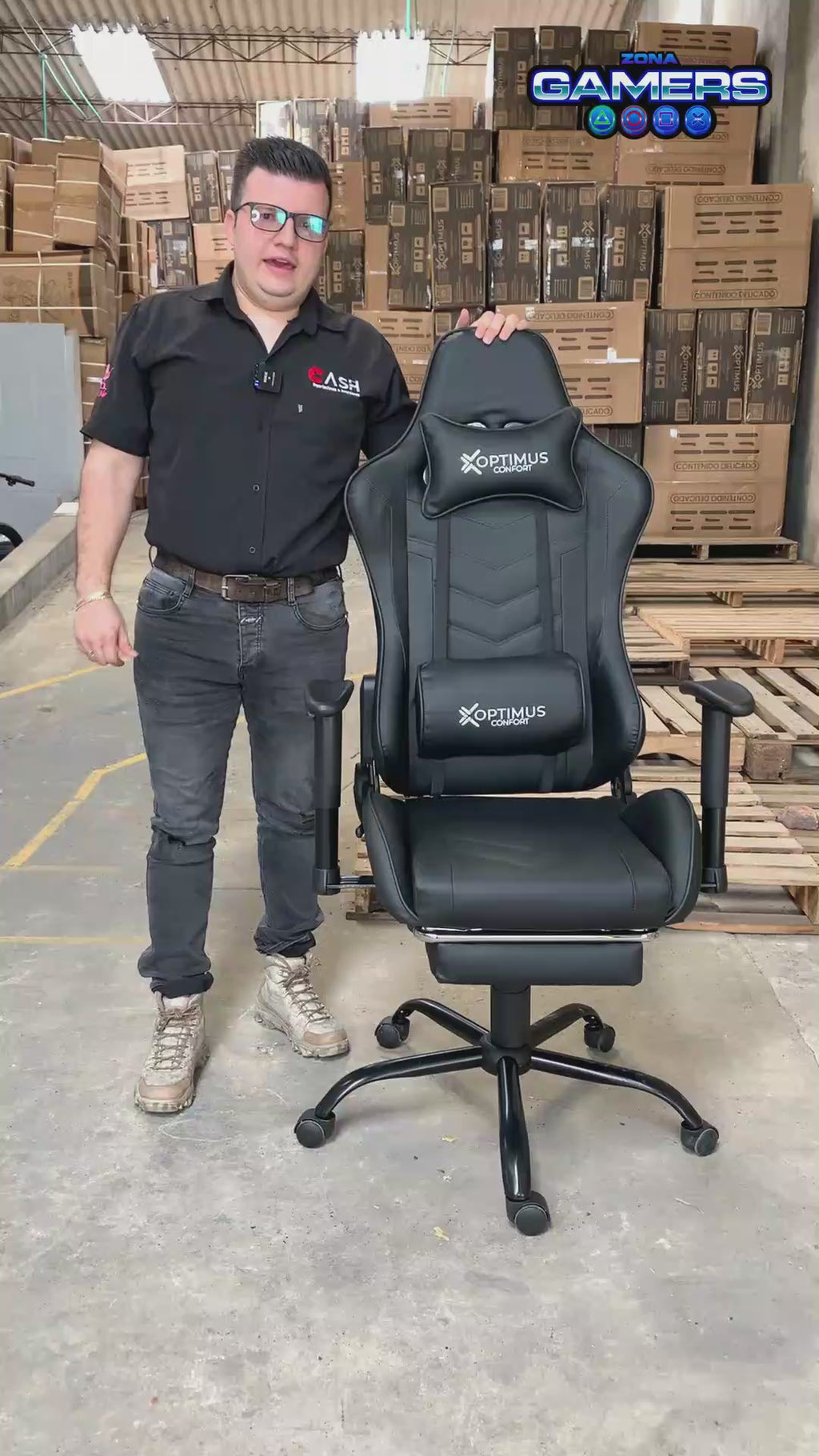 Silla Gamer DX-1001F Black con reposapiés