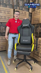 Silla Gamer CIR-1001F Yellow con reposapiés y ruedas en silicona