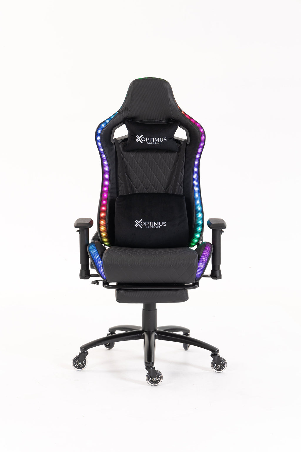 Silla gamer ULTIMATE Black con luces RGB + reposapiés y ruedas en silicona · named · ultimate-black-01.jpg