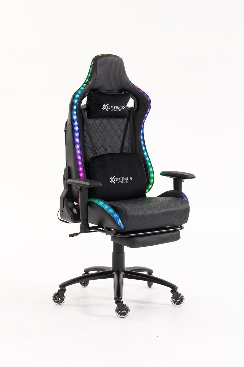 Silla gamer ULTIMATE Black con luces RGB + reposapiés y ruedas en silicona · named · ultimate-black-02.jpg