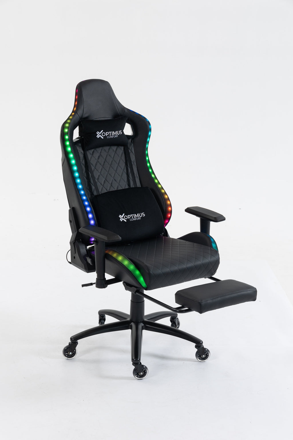 Silla gamer ULTIMATE Black con luces RGB + reposapiés y ruedas en silicona · named · ultimate-black-03.jpg