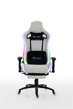 Silla gamer ULTIMATE White con luces RGB + reposapiés y ruedas en silicona · white-v5-norm · ultimate-white-01.jpg