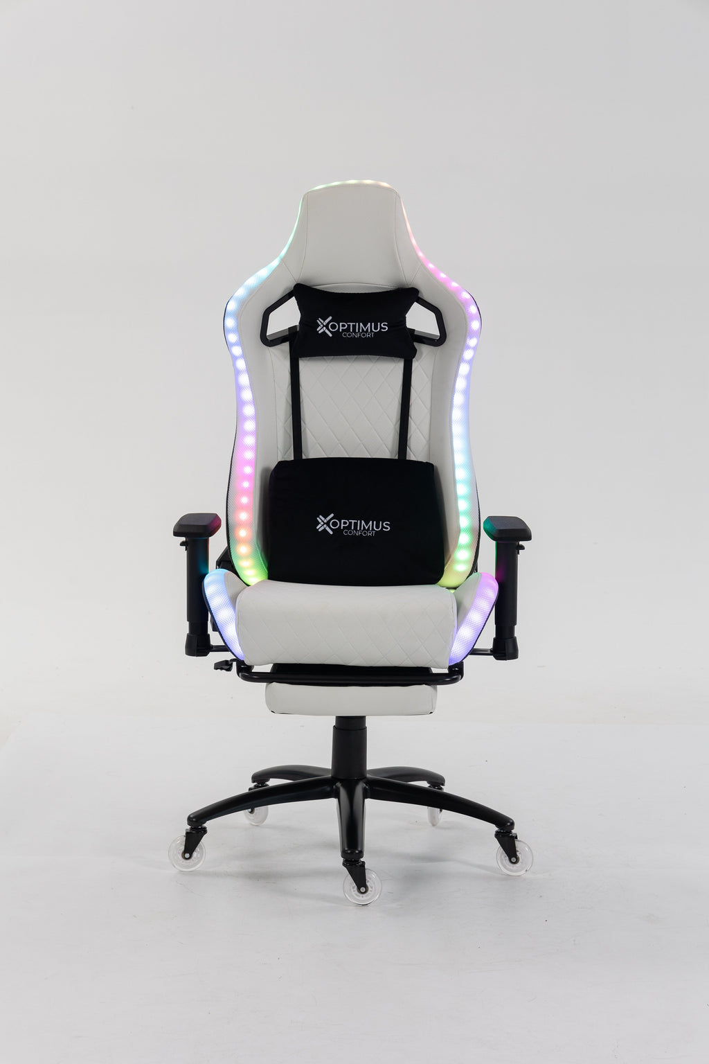 Silla gamer ULTIMATE White con luces RGB + reposapiés y ruedas en silicona · named · ultimate-white-01.jpg