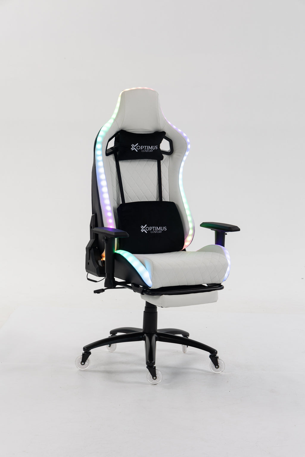 Silla gamer ULTIMATE White con luces RGB + reposapiés y ruedas en silicona · named · ultimate-white-02.jpg