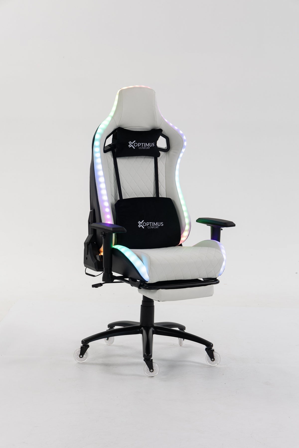 Silla gamer ULTIMATE White con luces RGB + reposapiés y ruedas en silicona · named · ultimate-white-02.jpg