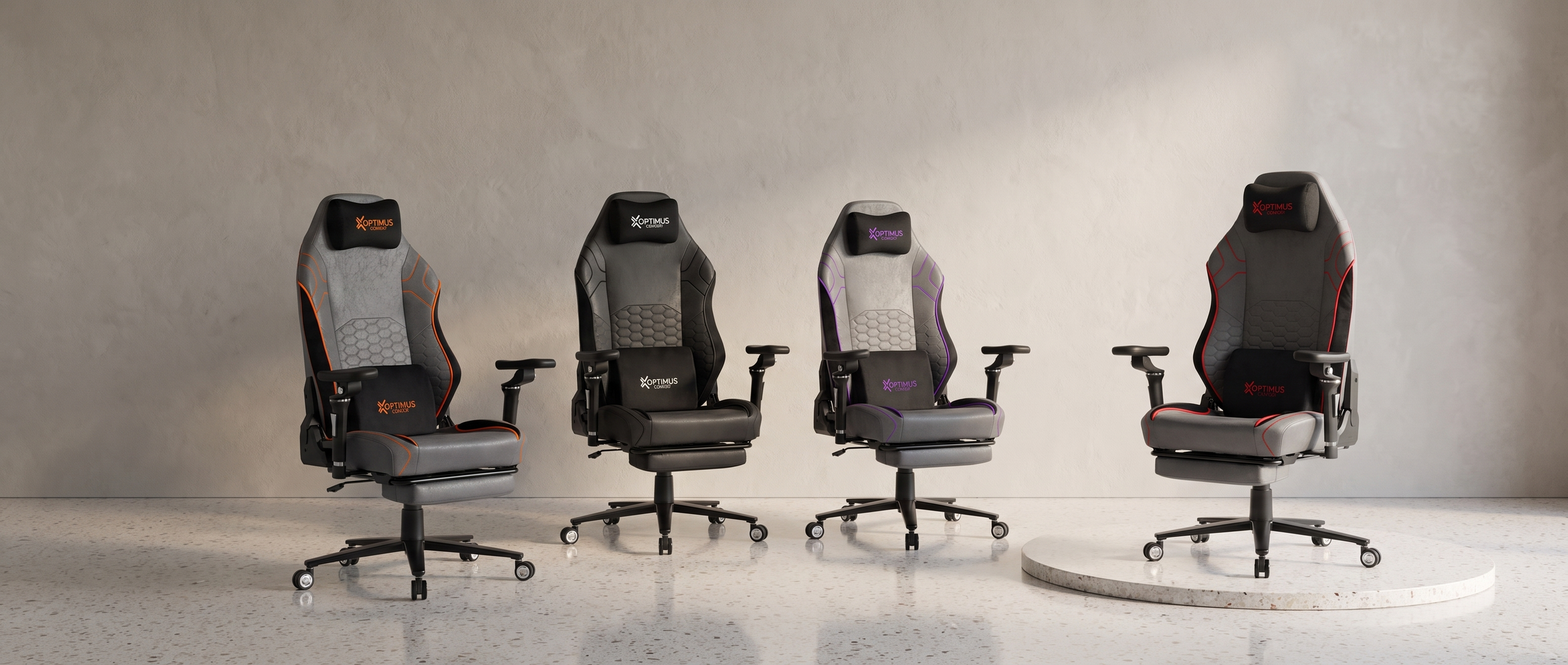 Varias sillas gamer Optimus Confort en set cinematográfico
